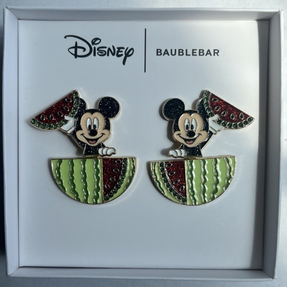 Disney x BaubleBar Mickey Mouse Watermelon Dangle Swivel Earrings New